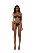 Elegant Black Lingerie Set with Double Side Stripes