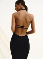 Elegant Maxi Dress with Unique Neckline Design