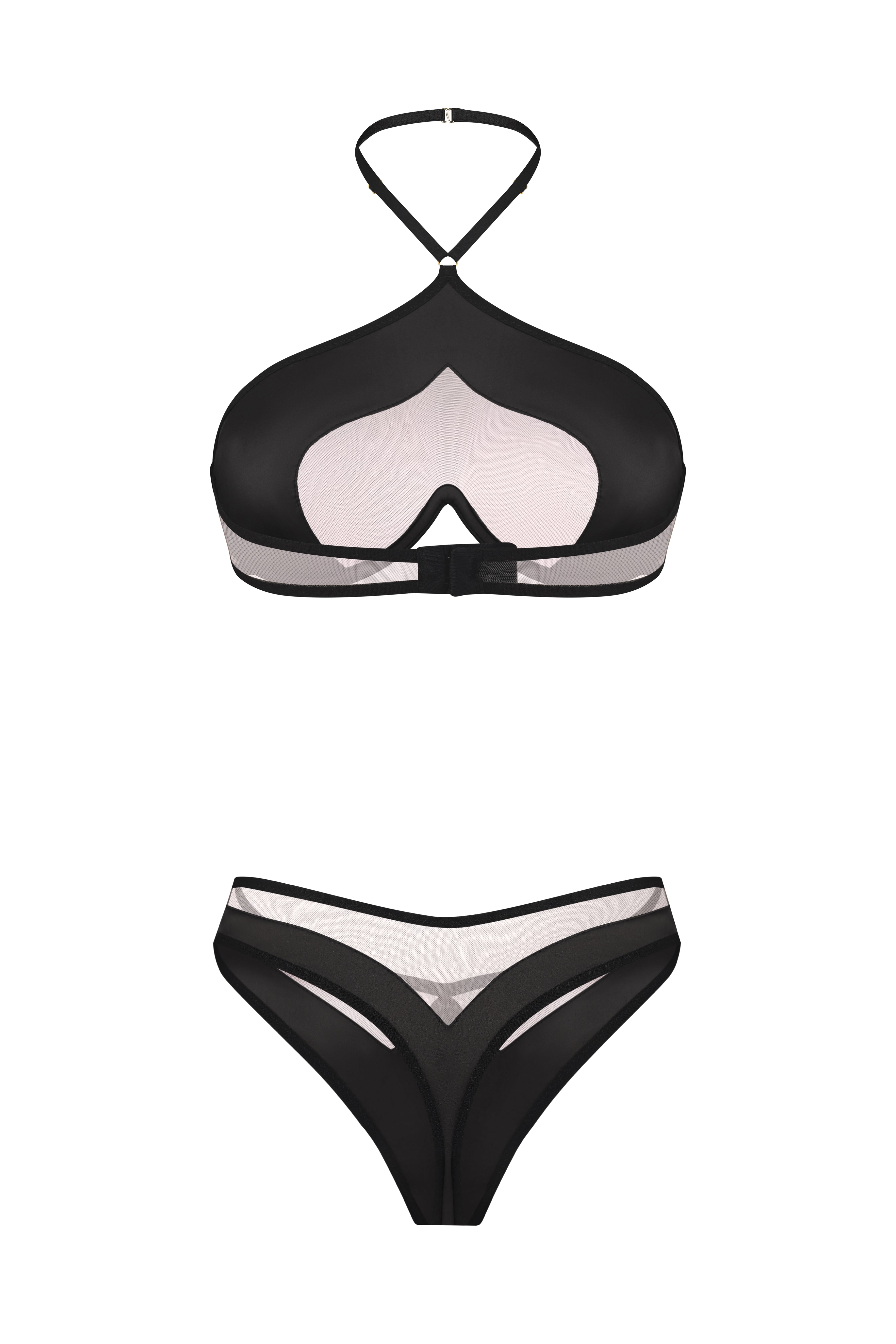 Black Silk and Mesh Lingerie Set