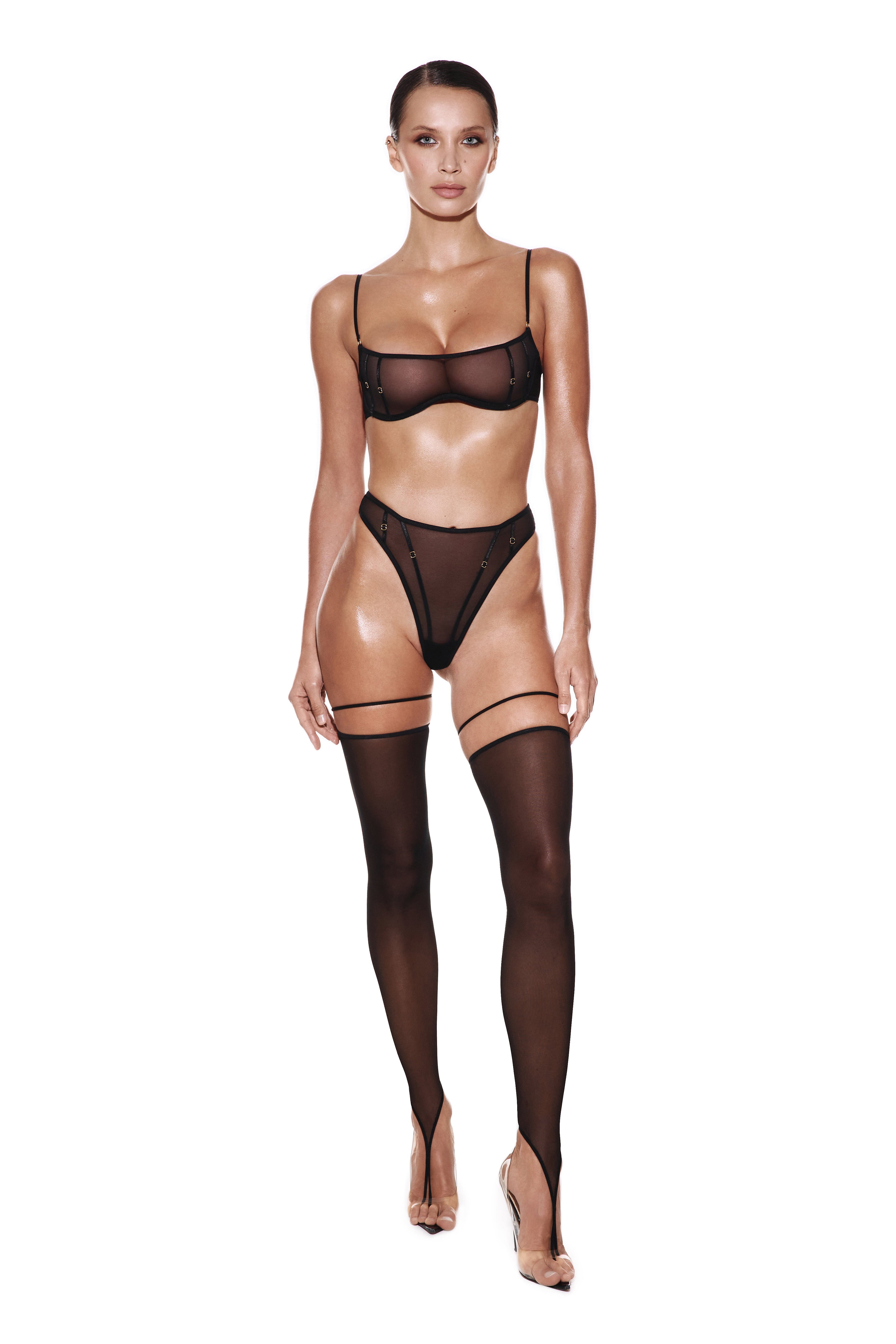 Sheer Mesh High-Cut Panties - TRACE