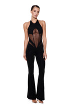 Black Halter Jumpsuit with Mesh Inserts - VECTOR