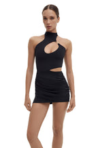 Cut-Out High Neck Mini Dress RAZOR