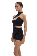 Cut-Out High Neck Mini Dress RAZOR