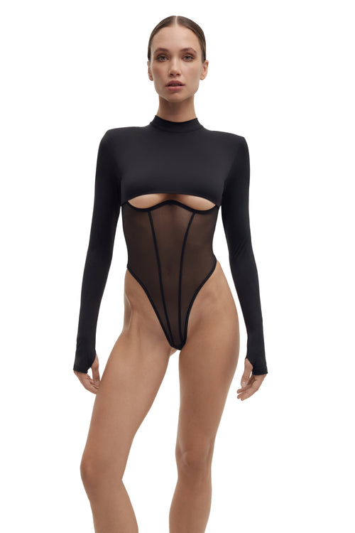 Bodysuit Cut-Out Mesh & Microfiber OBSCURA