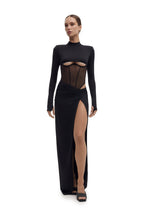 Draped Waist Maxi Skirt with Slit VELA