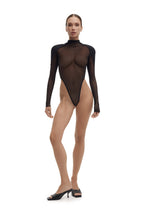 Sheer Mesh Bodysuit with Structured Shoulders SHADE