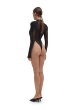 Sheer Mesh Bodysuit with Structured Shoulders SHADE
