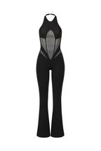 Black Halter Jumpsuit with Mesh Inserts - VECTOR