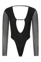 Black Long Sleeve Bodysuit with Front Cutout - SIREN