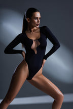 Elegant Black Long Sleeve Bodysuit