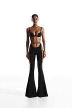 Black Pants with Side Cutouts and Lacing