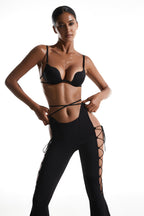 Black Pants with Side Cutouts and Lacing
