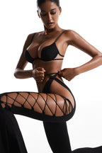 Black Pants with Side Cutouts and Lacing