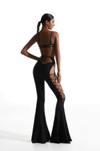 Black Pants with Side Cutouts and Lacing