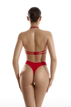 Red Swimsuit Dipped Front Thong