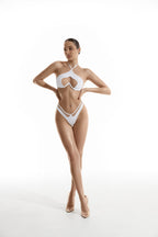 Elegant white two-piece swimsuit