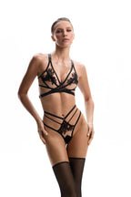 Lingerie Mesh Lace black beige "JAUNE"