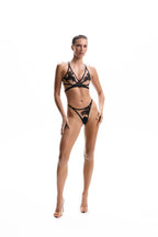 Wrap Lace Mesh Lingerie black beige set "NOIR"