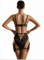 Lingerie Set Silk Mesh black