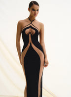 Elegant Maxi Dress with Unique Neckline Design