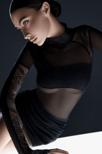 Black Mini Dress with Long Lace Sleeves