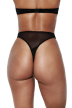 Mesh & Microfiber High-Cut Panties - ADELI