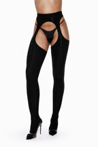 Black High-Waist Cutout Leggings - OPEN LEG