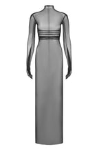 Sheer Mesh Maxi Dress with Glove Sleeves ILLUSION