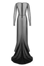 Elegant Sheer Maxi Dress in Black Mesh