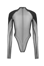Sheer Mesh Bodysuit with Structured Shoulders SHADE