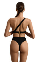 Asymmetric black swimsuit with gold beads MATVE