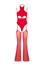 Red Suit Marre with Stockings