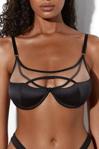 Elegant Black Lingerie Set with Double Side Stripes