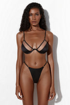Elegant Black Lingerie Set with Italian Mesh and Silk
