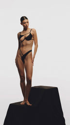 Black Silk Bra with Mesh Detail