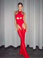 Red Suit Marre with Stockings