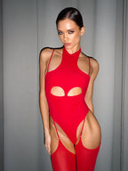 Red Suit Marre with Stockings
