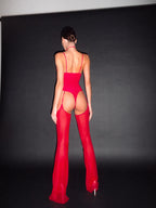 Red Suit Marre with Stockings