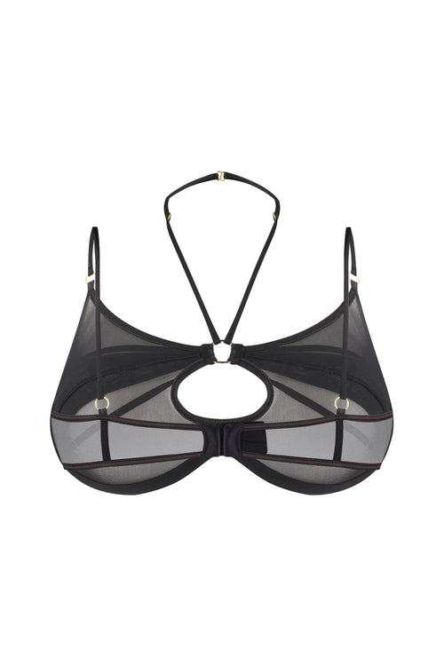 Black Silk Mesh Bra
