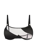Black Silk Bra with Mesh Detail