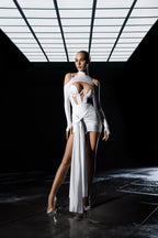 Elegant Microfiber Dress with Front Tie