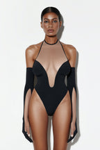 Bodysuit Ane black-beige without gloves