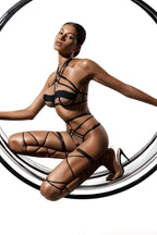 Elegant Strappy Lingerie Set - Black Mesh and Silk