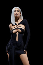Elegant Black Dress with Unique Cutouts