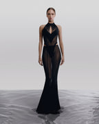 Sheer Mesh Bodysuit with Keyhole Neck & Open Back MIRAGE