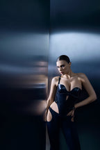 Corset Leather black with single shoulder strap