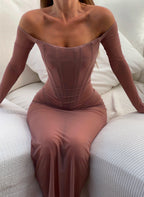 Dress Maxi w Corset Mesh