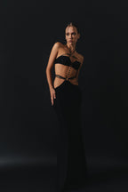 Elegant Black Dress with Decorative Straps
