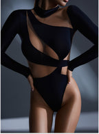 Elegant Black Bodysuit with Cutouts