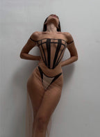 Dress Maxi w Corset Mesh